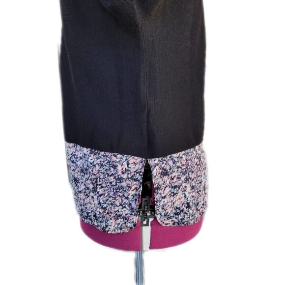 Club Monaco Tia Black Merino Wool Watercolor Silk Shirt Tail Hem Sweater sz S - Picture 3 of 8